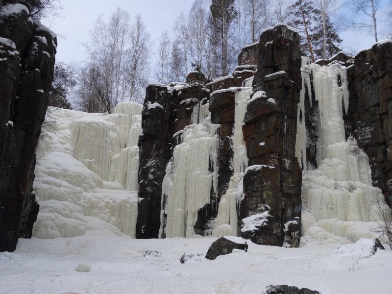 Уковский водопад зимой