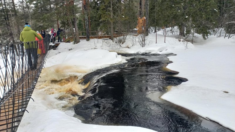 Водопады ахвенкоски зимой