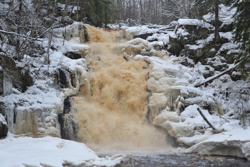 Водопады ахвенкоски зимой