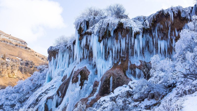 Чегемские водопады кабардино балкария зимой