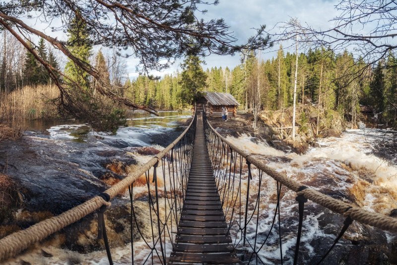 Водопад ахвенкоски карелия