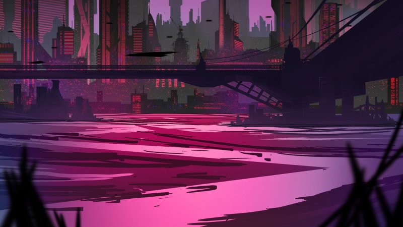 Future city art cyberpunk неон