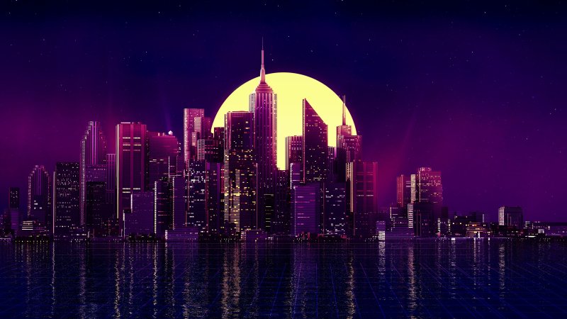 Synthwave city