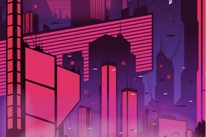 Пиксельный киберпанк город pixel cyberpunk city