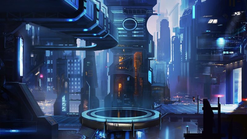 Future city art cyberpunk неон