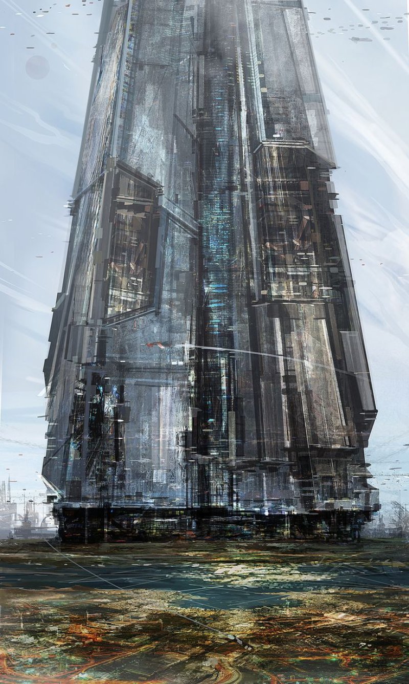 Cyberpunk city небоскребы