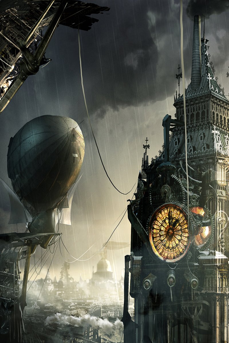 Steampunk clock tower