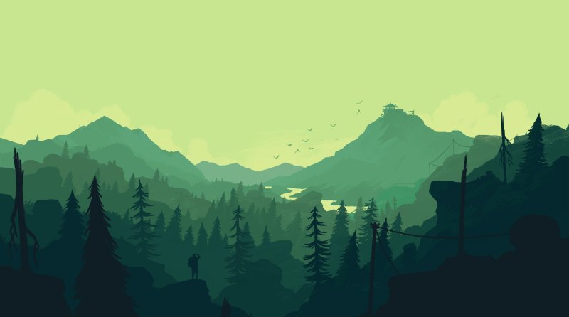 Firewatch лес река горы