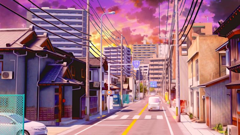 Anime street background