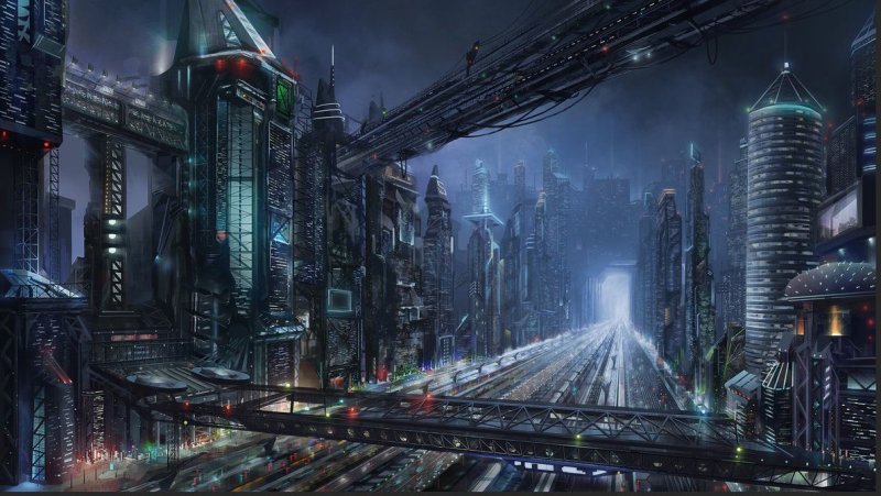 Cyberpunk город арт