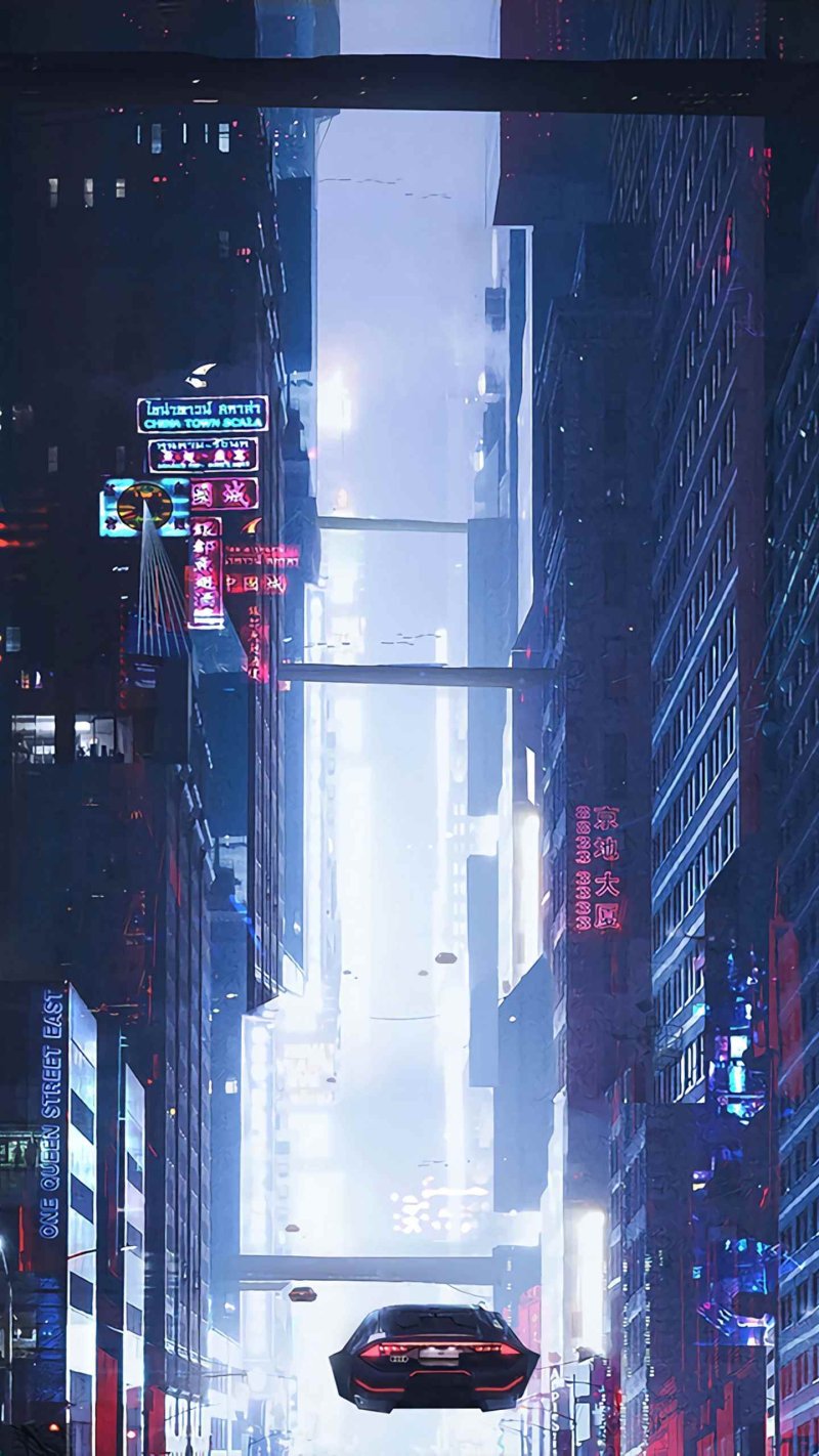 Future city art cyberpunk неон