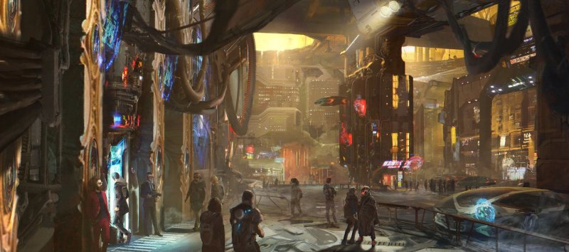 Sci fi cyberpunk улица арт