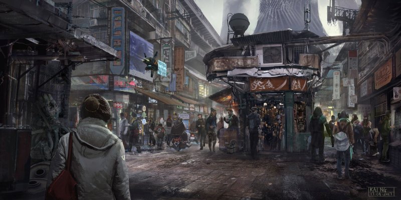 Концепт арт environment cyberpunk