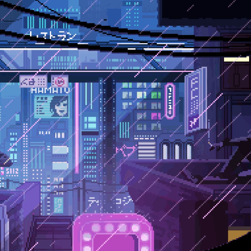 Пиксельный киберпанк город pixel cyberpunk city