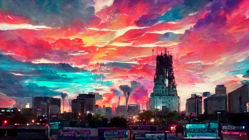 Future city art cyberpunk неон