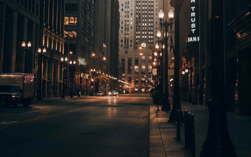 City street at night