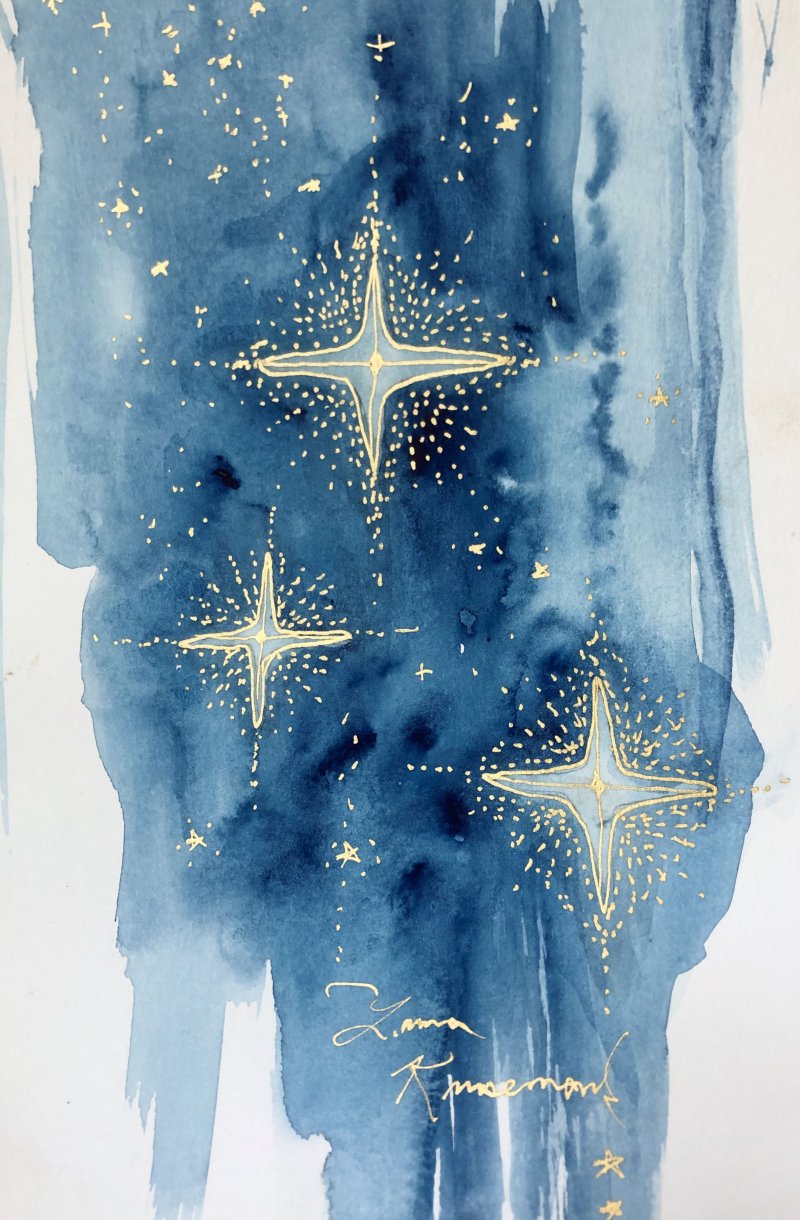 Watercolor gold star