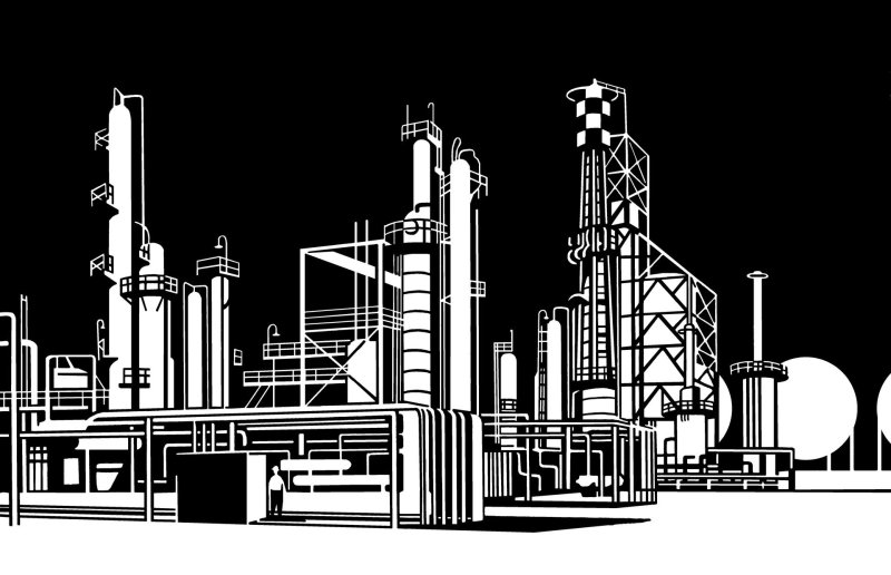 Нефтеперегонный завод вектор