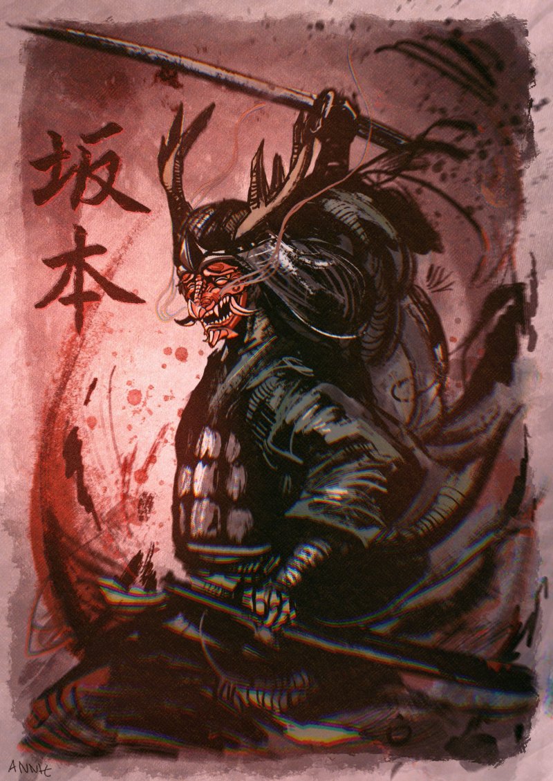 Японская маска hannya самурая