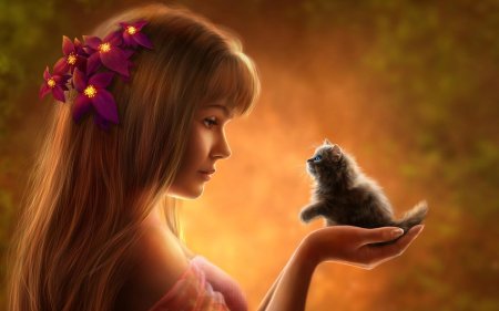 Девочка с котенком