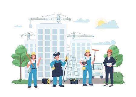 Флэт иллюстрации строительство