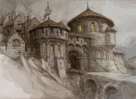 Medieval fantasy art город-замок