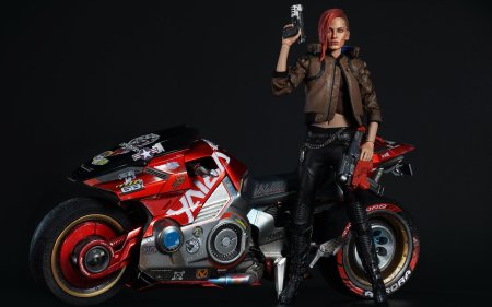 Фигурка cyberpunk 2077: v male + sportbike yaiba kusanagi ct3-h