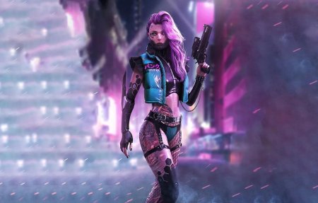 Cyberpunk киберпанк персонаж девушка город