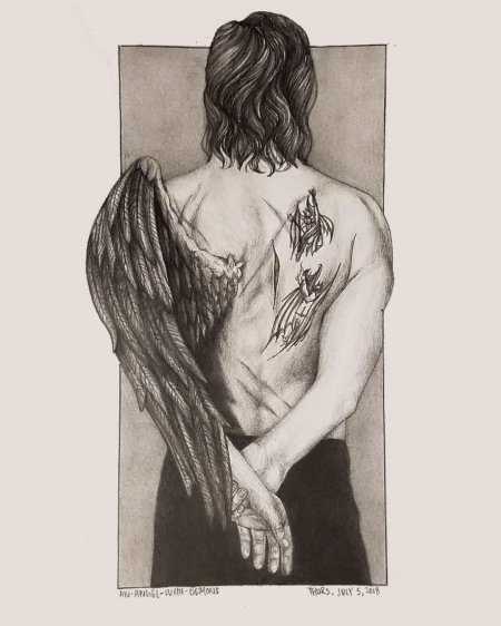 Рисунки карандашом ангелов