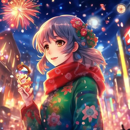 Новогодние аниме девушки