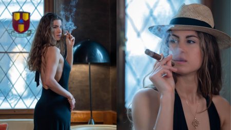 Женщина в сигарном клубе