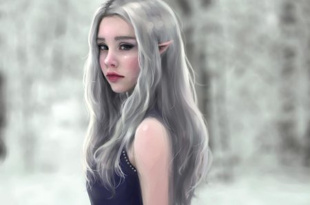 Беловолосая эльфийка арт