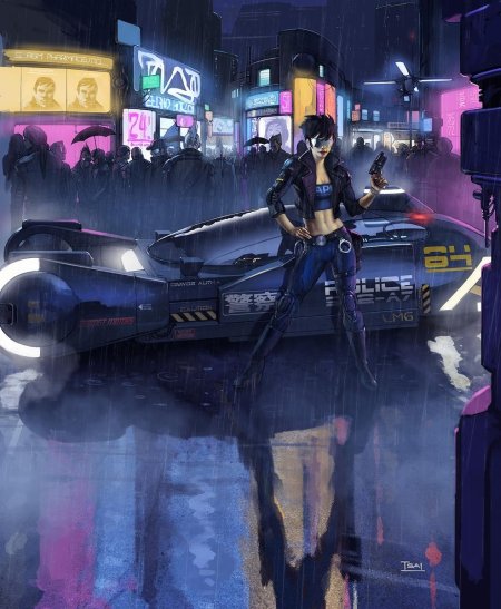 Cyberpunk 2077 полиция арт