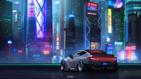 Cyberpunk 2077 машина неон