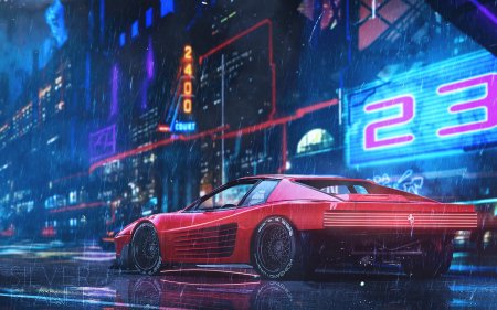 Cyberpunk 2077 машина неон