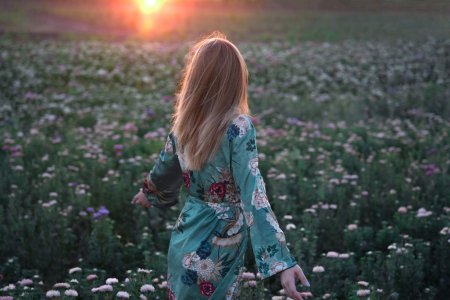 Девушка в цветочном поле