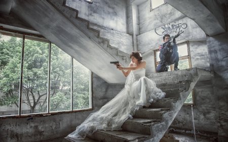 Свадебная фотосессия на лестнице