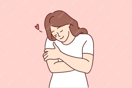 Девочка обнимает себя рисунок