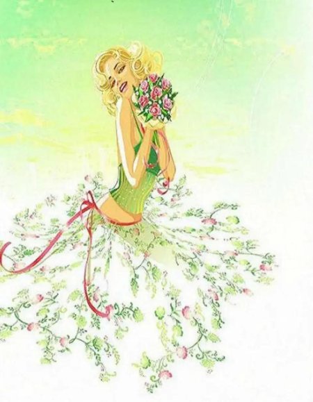 Рисунок девушка весна