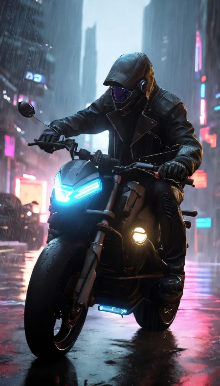 Cyberpunk мотоцикл неон