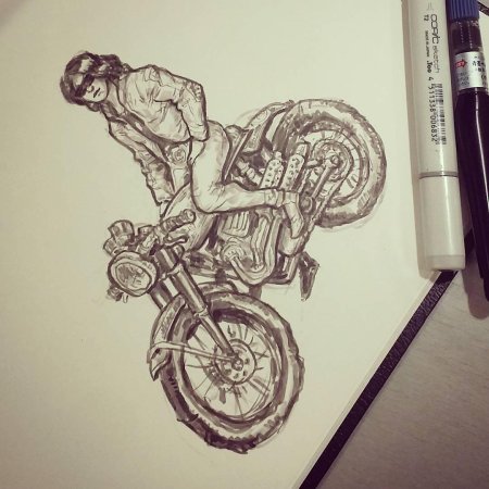 Рисунки карандашом мотоциклы