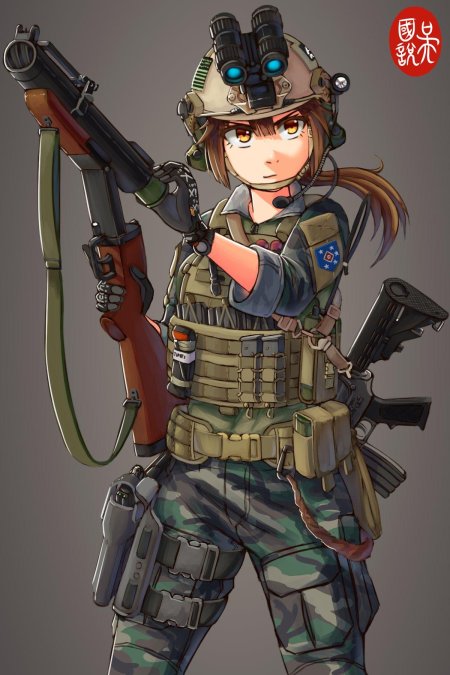 Аниме девушка военная
