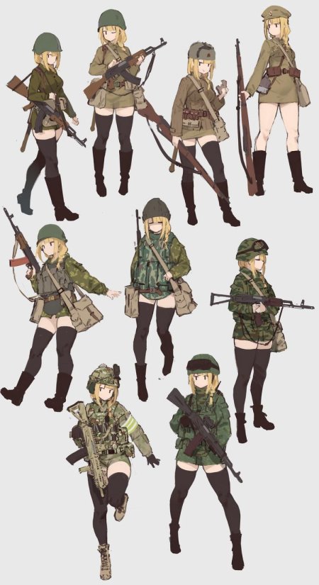 Аниме девушка военная