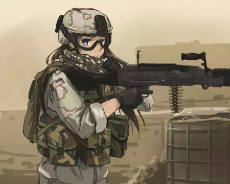 Аниме девушка военная