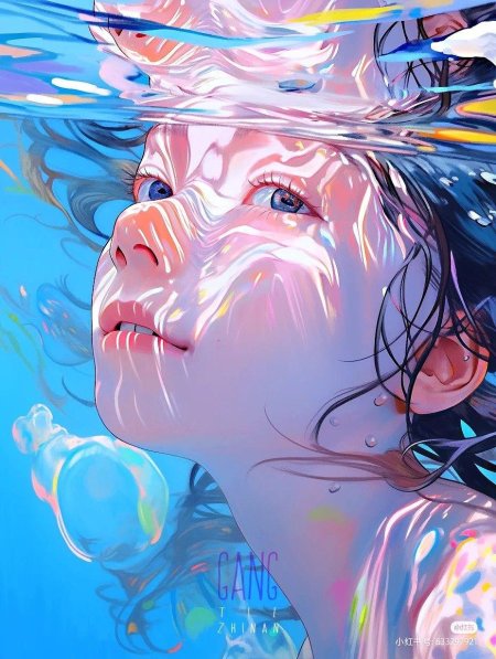 Картина девушка в воде