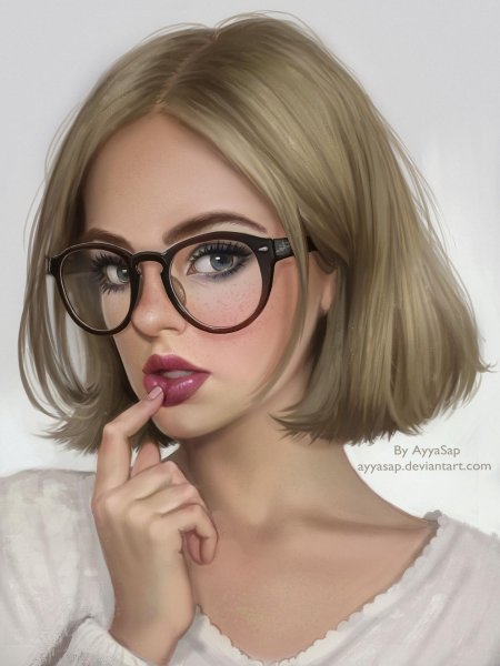Рисунок девушка в очках