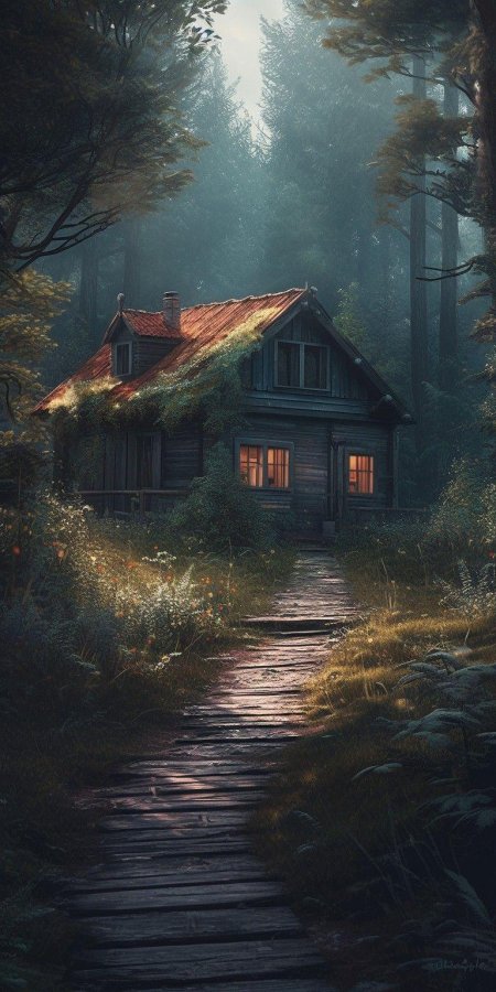 Дом в лесу арт