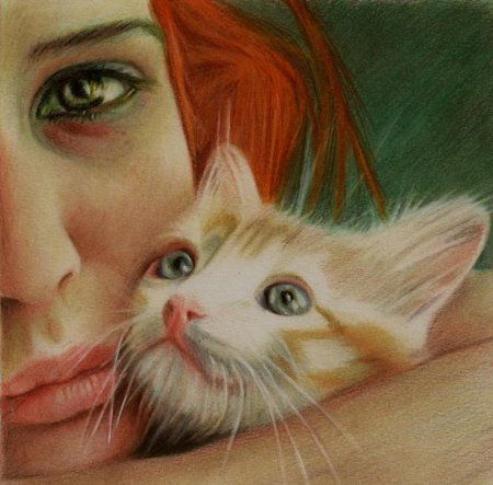 Девушка с рыжим котом
