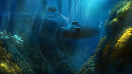 Подводная лодка под водой