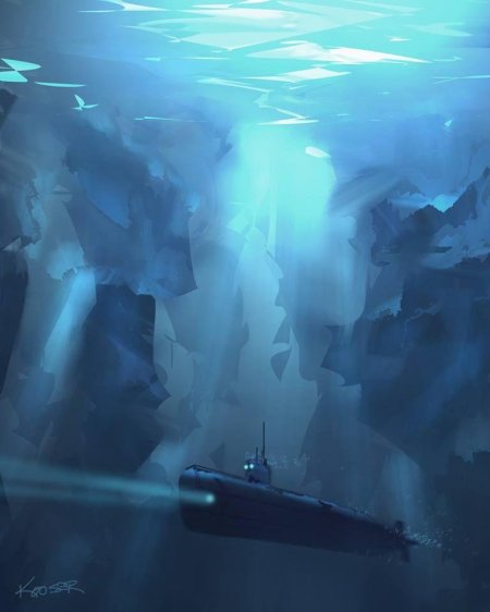Подводная лодка под водой
